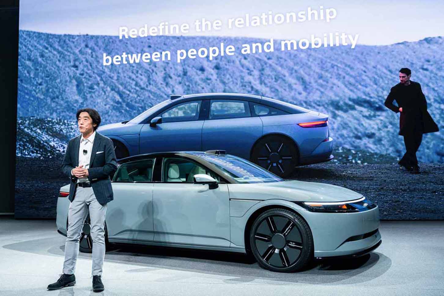 1月8日（現地時間）、CES2024で発表されたアフィーラの最新プロトタイプ（写真：ソニー・ホンダモビリティ）
