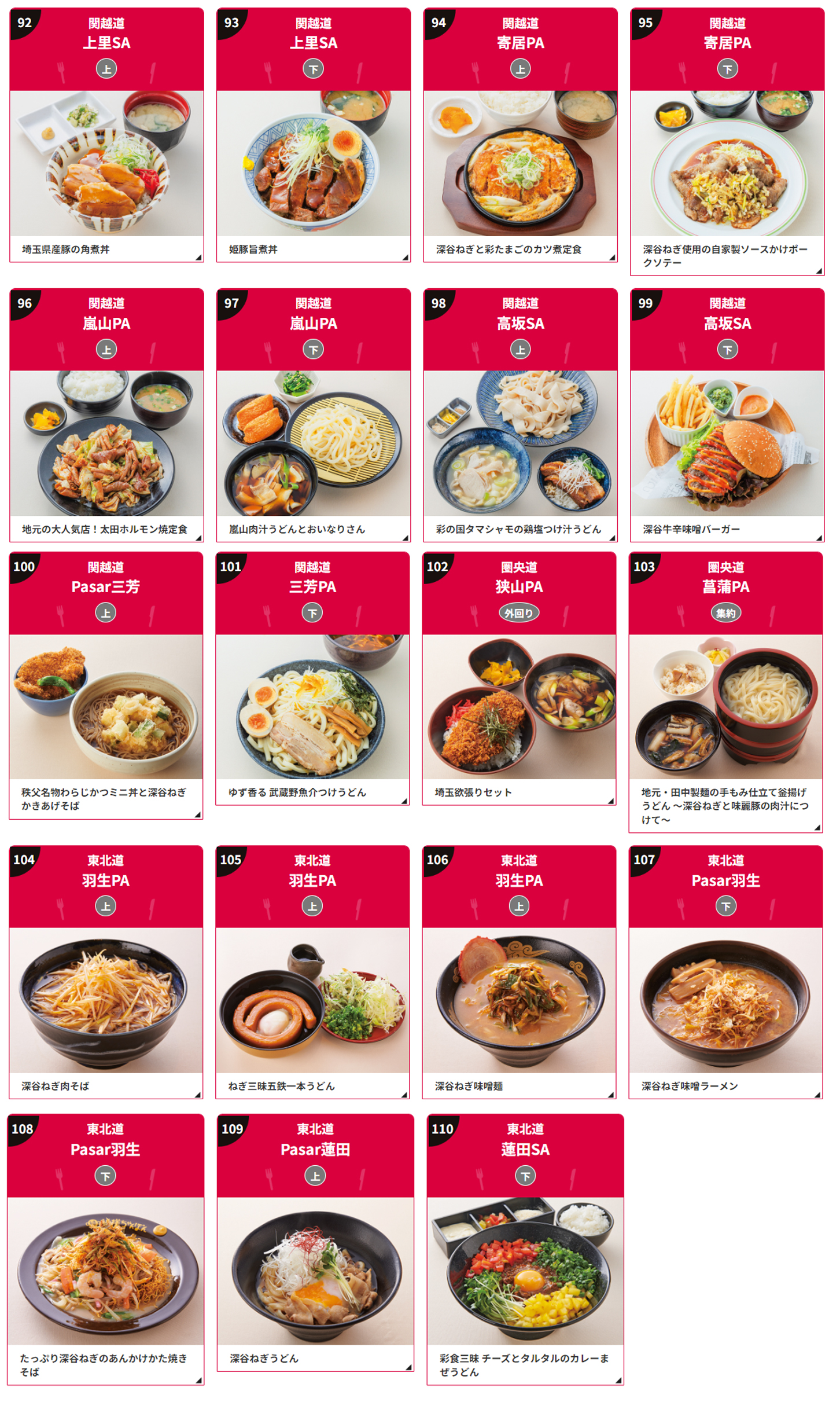 東日本ハイウェイめし甲子園の埼玉県エントリーメニュー