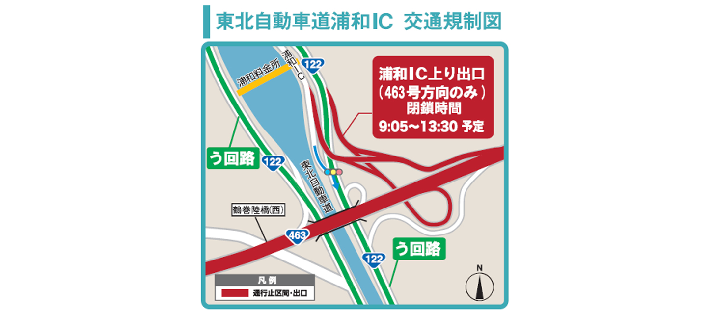 東北道の交通規制図