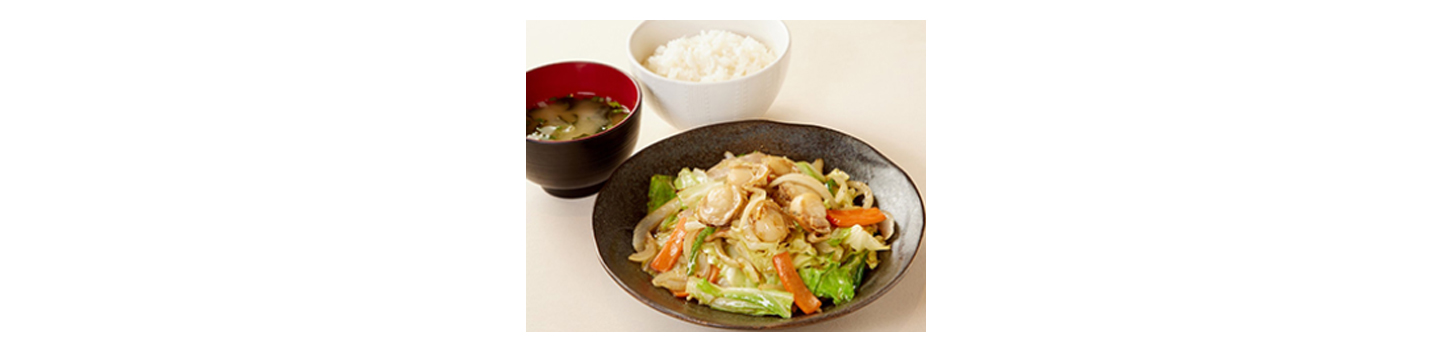 道産ホタテの塩野菜炒め定食
