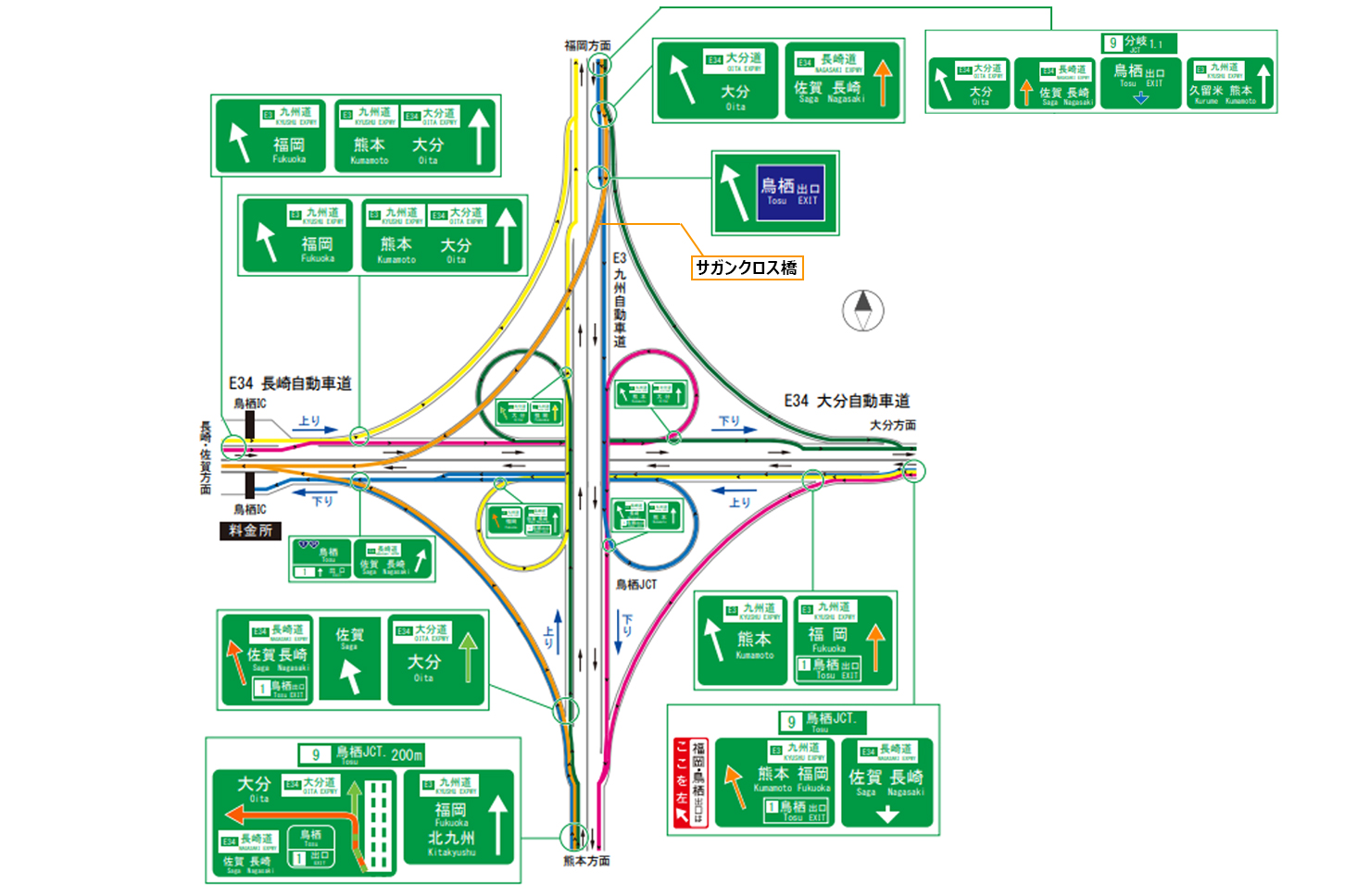 鳥栖JCTの路線図