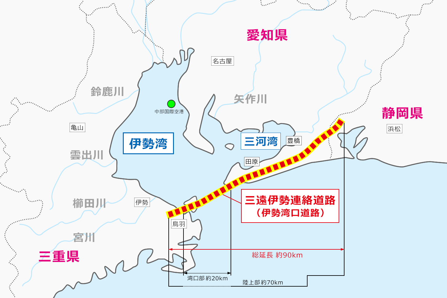 伊勢湾口道路は中核都市や観光地をつなぐ路線となる