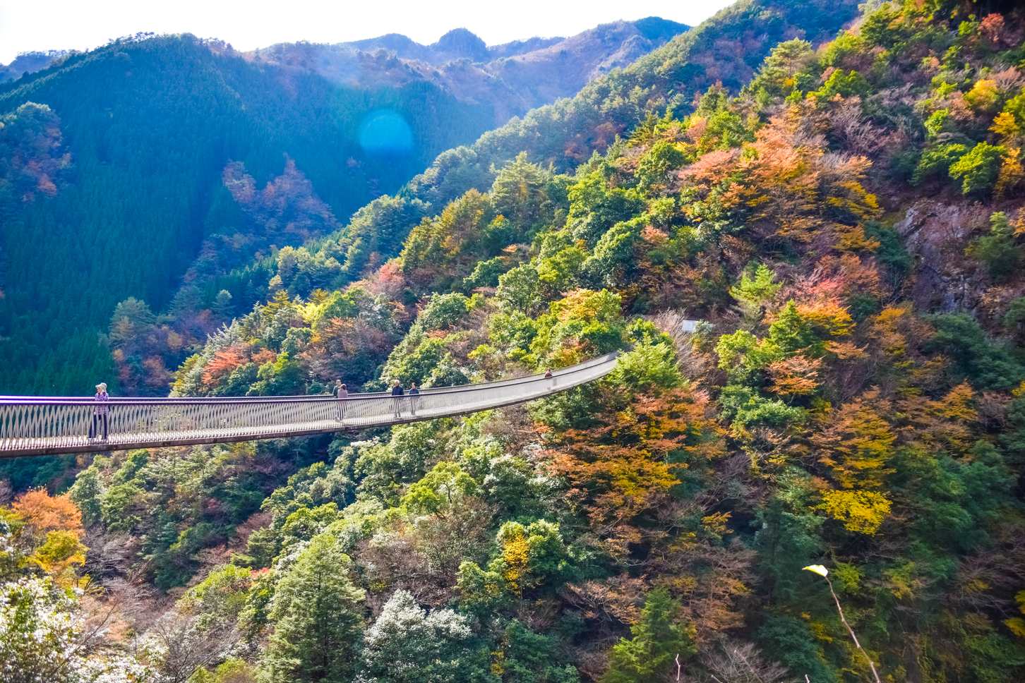 八代市には、「五家荘(ごかのしょう)」と呼ばれる秘境が存在する。標高1500m前後の山々に囲まれたこの土地には、平家の落ち武者が逃れてきたという伝説が残っているという。写真は五家荘に点在する吊橋のひとつ「梅の木轟公園の吊橋」。