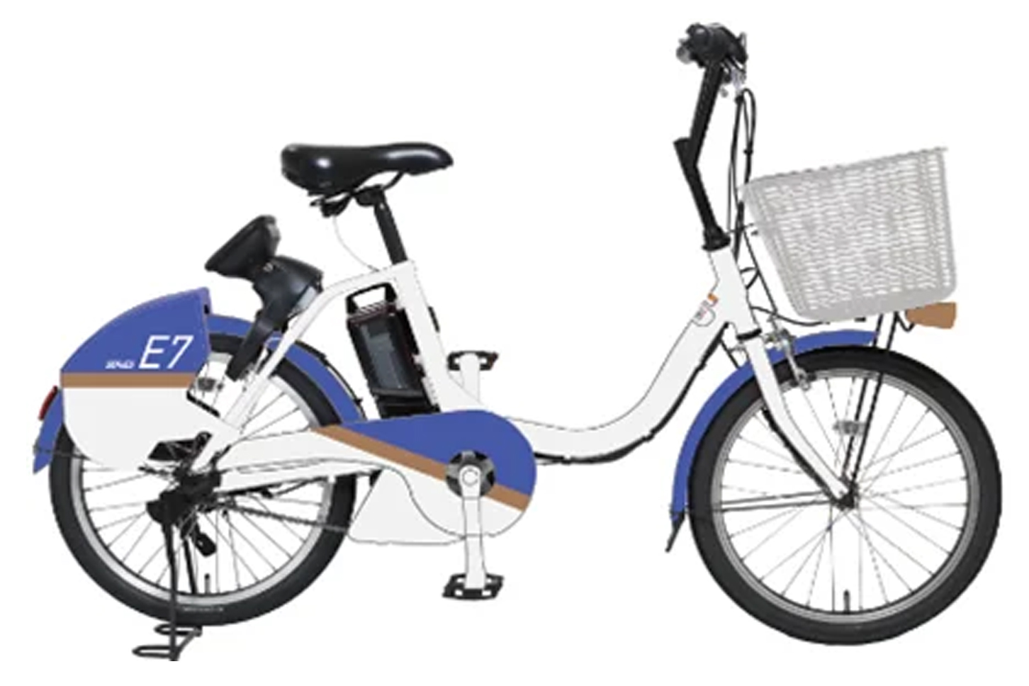 E7系のさわやかなカラーリング。(画像:ドコモバイクシェア、JR東日本)