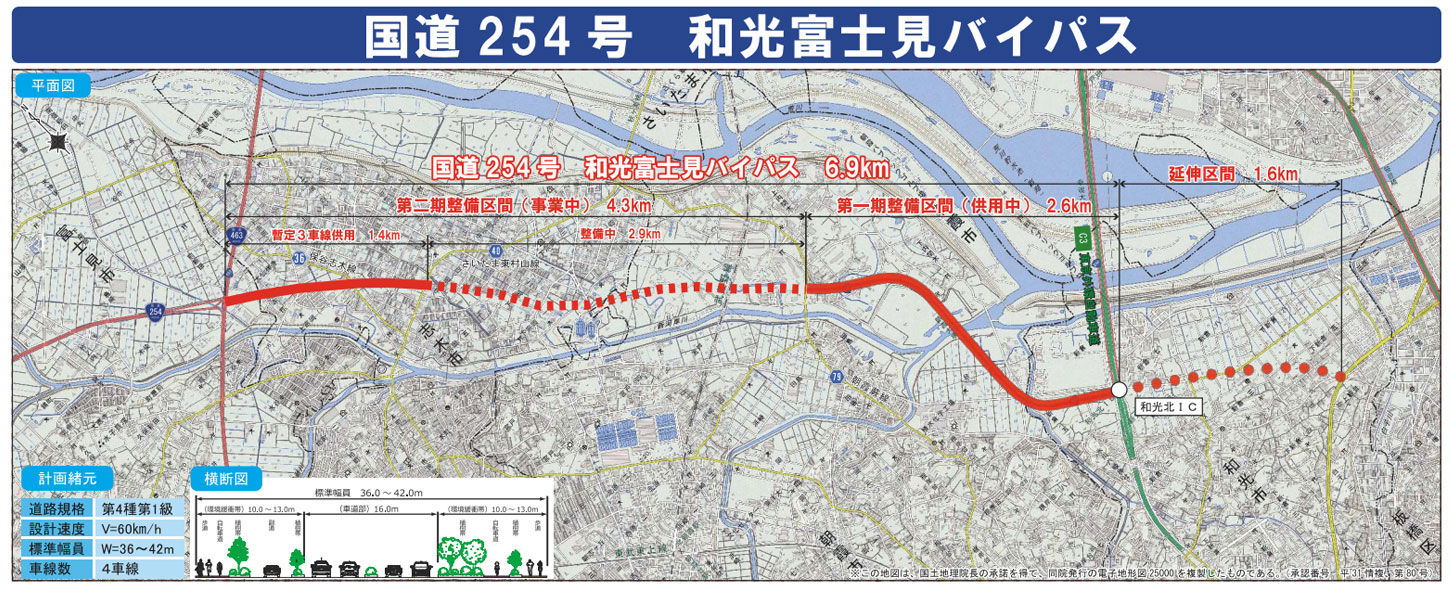 和光富士見バイパスの路線図