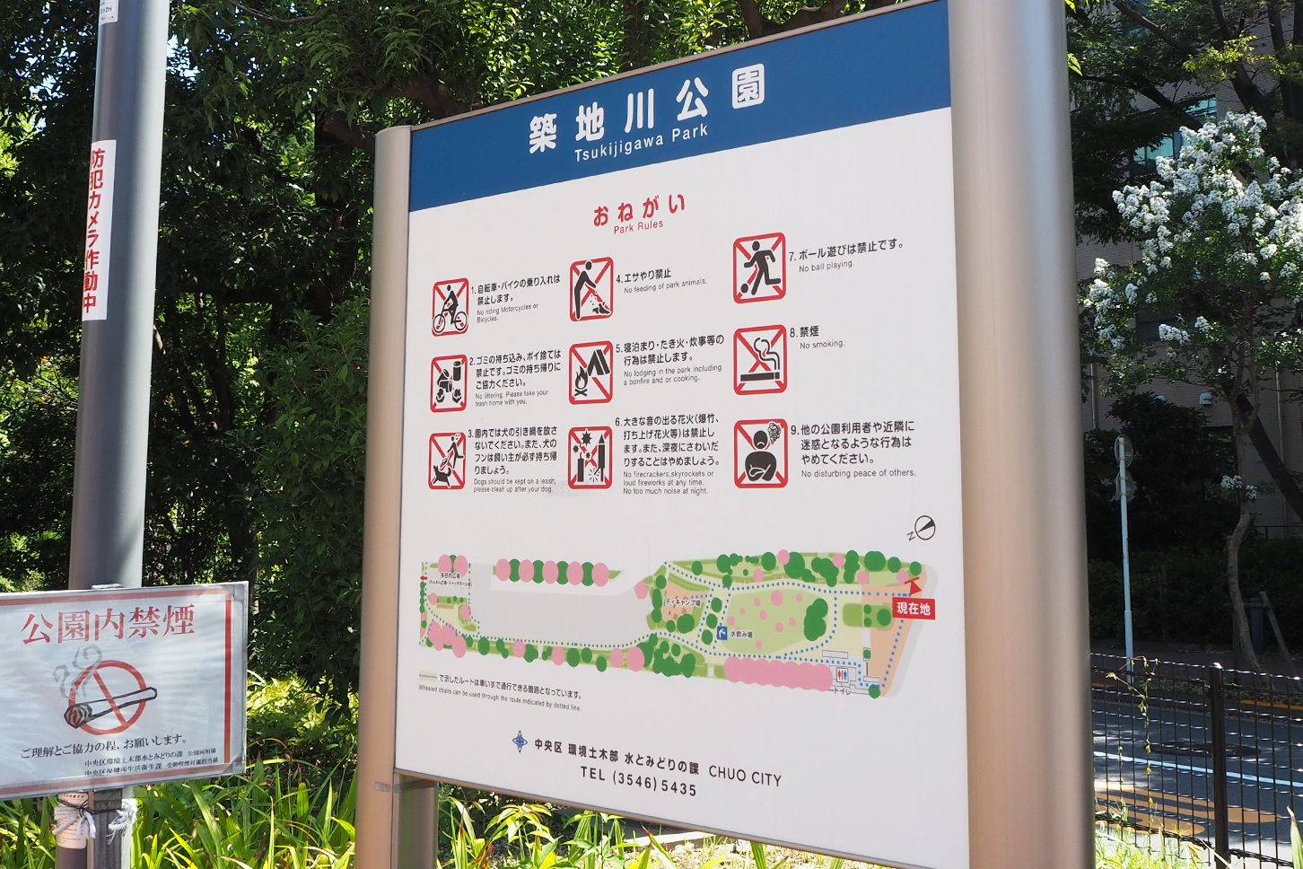 築地川公園は築地川の支流を埋め立てたところにつくられた