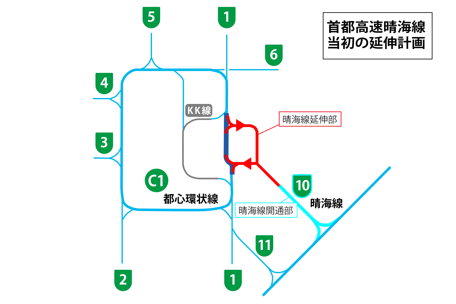 首都高速晴海線の当初の延伸計画
